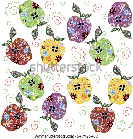Vector modern apple fruit seamless pattern