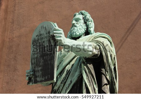 Sculpture of Moses with Tablets of the Law Royalty-Free Stock Photo #549927211