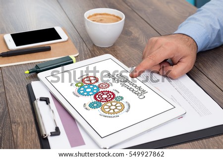 Gears and Corporate Social Responsibility Mechanism on Tablet Screen