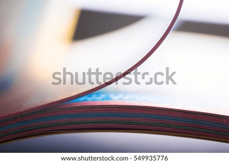 Paper cards abstraction in shallow depth of field. Close up of book cards with curves.