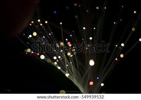 Nong Prajak Public Park Udon Thani, Thailand bokeh LED flowers colorful illuminated plastic optical fibers in dark back