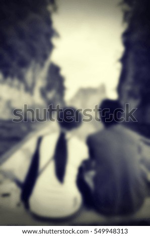 Blurred abstract background of couple travel on boat