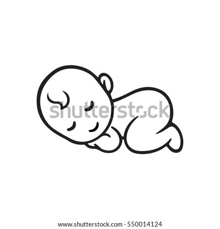 Sleeping baby silhouette, stylized line logo. Cute simple vector illustration. Royalty-Free Stock Photo #550014124