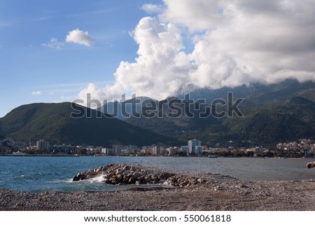 Montenegro. Budva Riviera, with a view of St. Nicholas Island.