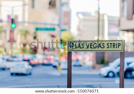 Las Vegas strip street sign guiding tourist down south Las Vegas Boulevard
