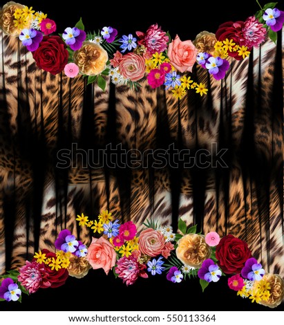 flowers leopard  background