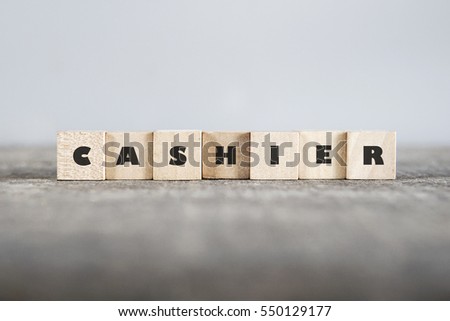 CASHIER word made with building blocks