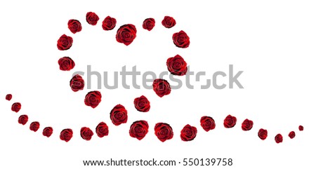Valentine's Day Heart of red roses isolated on white background