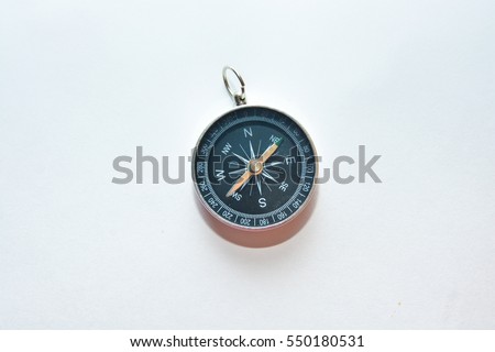 Compass on white. Navigation device and nothing more.
