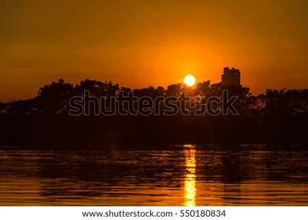 sunset with water , twilight time