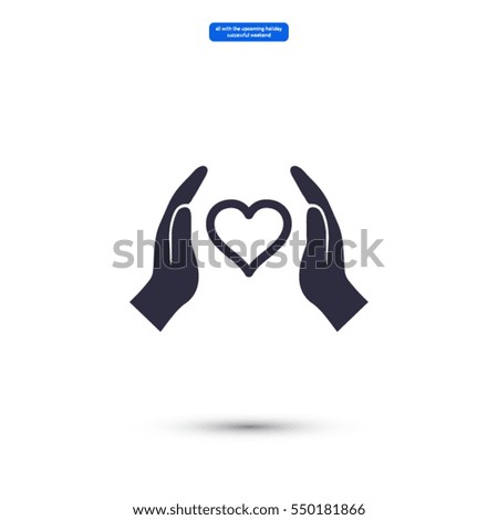 in the hands of the heart  icon, vector . 10 EPS