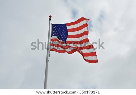 American flag waving high