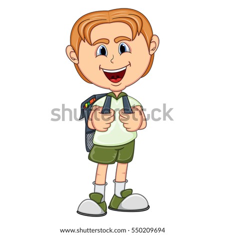 little boy with backpack cartoon 