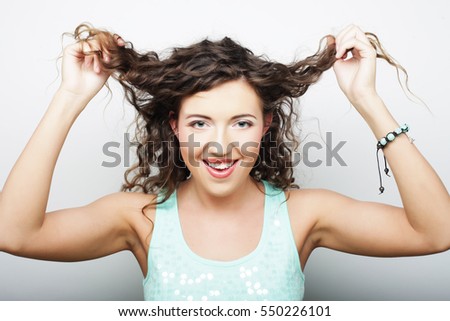 Young attractive woman - smile and happy over white background