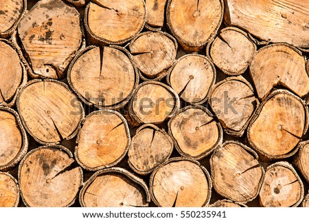 close-up of wooden stack for background