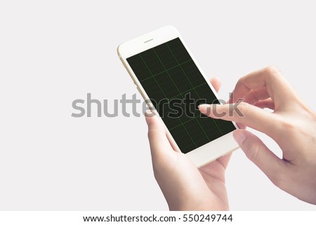 hand holding using mobile phone.girl using smart phone.