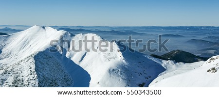 Winter landscape and peaks in national park Mala Fatra,Slovakia 