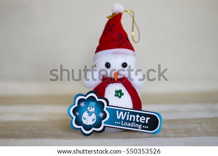 Blue snowman and winter 
