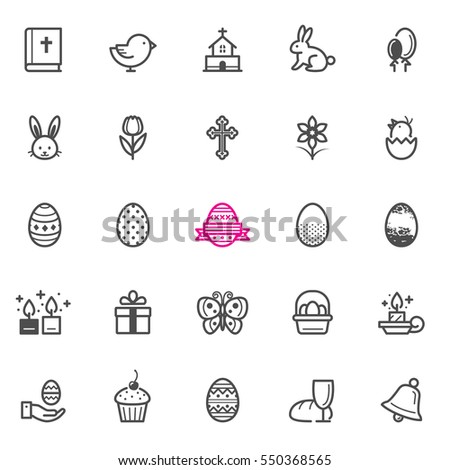 Easter icons with White Background