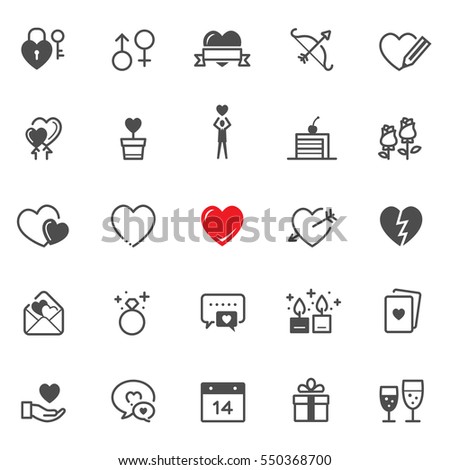 Valentine's Day icons with White Background