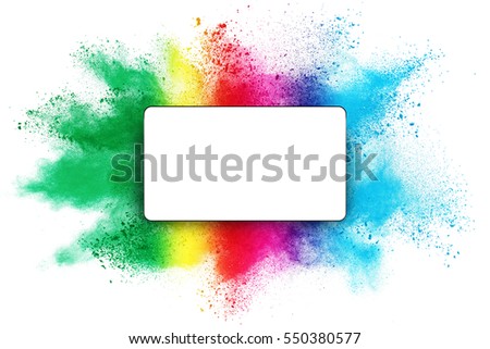 abstract powder splatted background,Freeze motion of color powder exploding/throwing color powder,color glitter texture on white background and copy space for text.