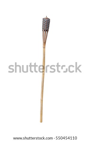 Torch lamp Made of bamboo isolated on white background with cliping path. Royalty-Free Stock Photo #550454110