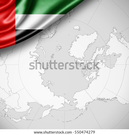 united arab flag of silk with copyspace for your text or images and world map background -3D illustration 