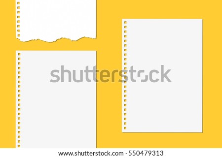 Blank paper notepad from spiral notebook with a black pencil, It has been isolated on yellow background.