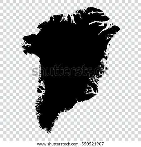 Transparent - high detailed black map of Greenland. Vector illustration eps 10. Royalty-Free Stock Photo #550521907