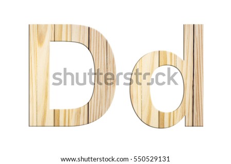 alphabet D and d, Isolated letters from wooden on white background
