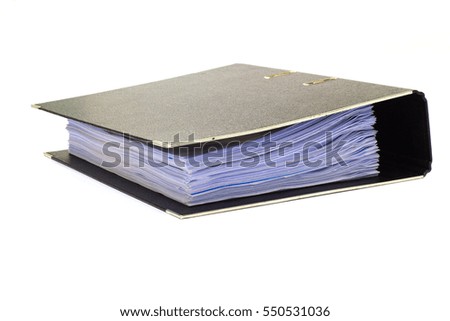 file folder with documents and documents. retention of contracts. isolated white   
