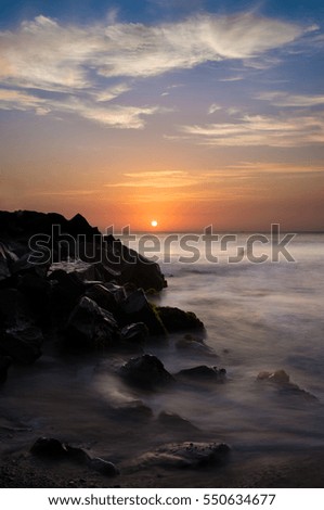 Sunset after golden hour in peruvian beach.