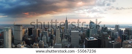 New York City skyline panorama. Manhattan aerial view.