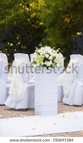 Decorations for the wedding ceremony. Flowers closeup
