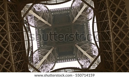 Eiffel tower, center view from below