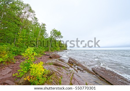 Crashing Waves on Lake Superior on Stormy day in the Porcupine Mountains of Michigan