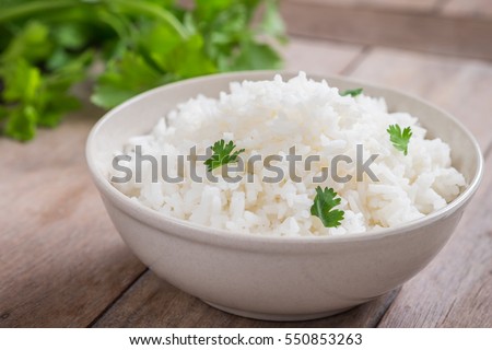 White rice in bowl Royalty-Free Stock Photo #550853263