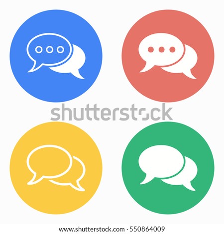 Chatting vector icons set. White illustration isolated for graphic and web design.