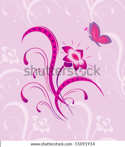 Flower pattern with the butterfly a seamless
