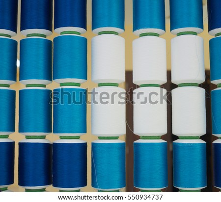 Row of nylon thread in fabric garments manufacturer