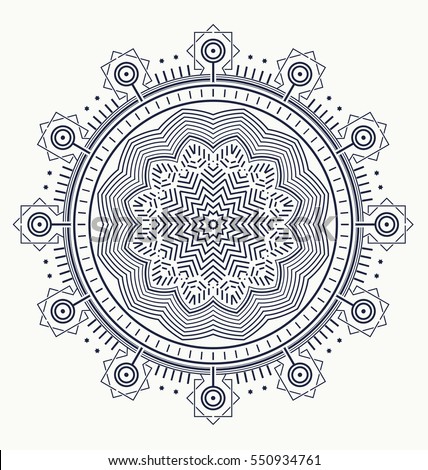 Abstract Geometric Illustration - Mandala Style Elements on White Background