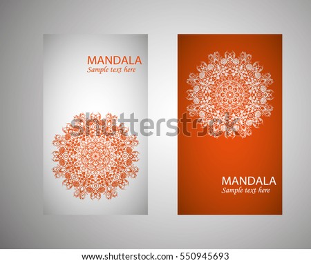 flyer, flyer, cover, pattern mandala. Oriental motif. Hand painted texture background. Wedding invitations, postcards and business card templates. Decorative card design printing. Vector. EPS 10
