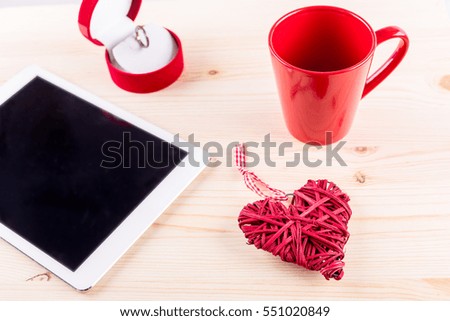 valentines red box ring heart cup