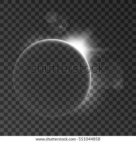 Abstract light effect with planet and shining sun. Space background. Isolated on black transparent background. Vector illustration, eps 10.

 Royalty-Free Stock Photo #551044858