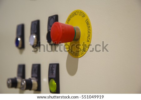 Signal lamp indicator emergency and shut down button for show status of electrical and control system.