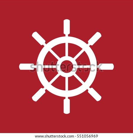 Rudder or Boat Steering Wheel Icon . Vector illustration