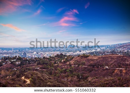 clear dusk in L.A., California