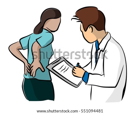 The doctor check the backache of a woman Patient on a clipboard.