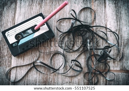 roll audio tape pencil streaming music vintage background