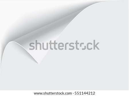 Page curl with shadow on blank sheet of paper. Royalty-Free Stock Photo #551144212